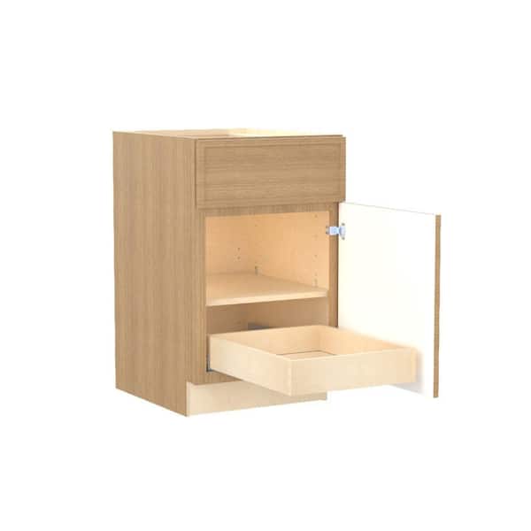 Home Decorators Collection Franklin 21 in. W x 24 in. D x 34.5 in. H Assembled Plywood Base Kitchen Cabinet in Vanguard Oak with 1ROT Soft Close RH