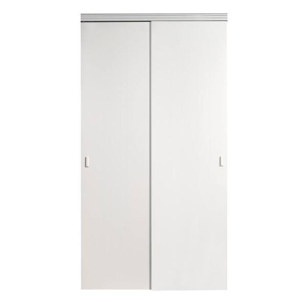 Impact Plus 72 In X 80 In Smooth Flush Solid Core Primed Mdf Interior Closet Sliding Door With Matching Trim Sfp342 7280w The Home Depot