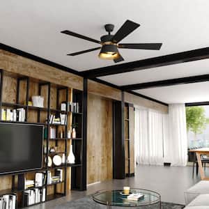 Scottsdale 52 in. Indoor Black and Gold Mid-Century Modern Ceiling Fan with LED Light Kit and Remote