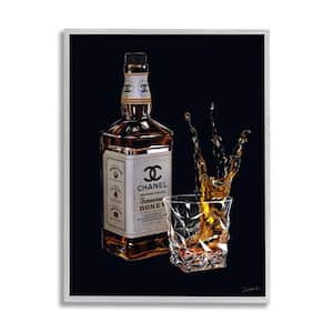Splashing Liqueur Glam Whiskey Bottle Design By Ziwei Li Framed Food Art Print 20 in. x 16 in.