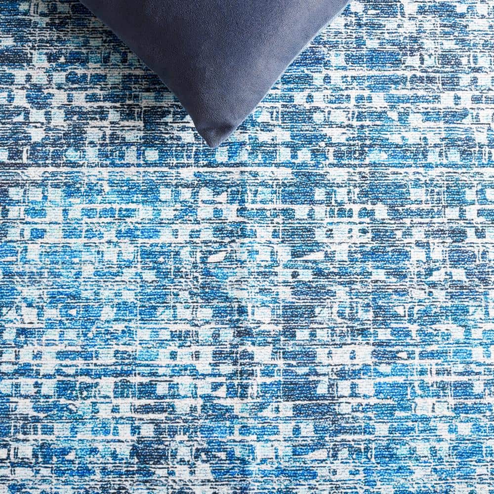 Arizona Blue Synthetic Washable Runner Rug 2'6" x 8'