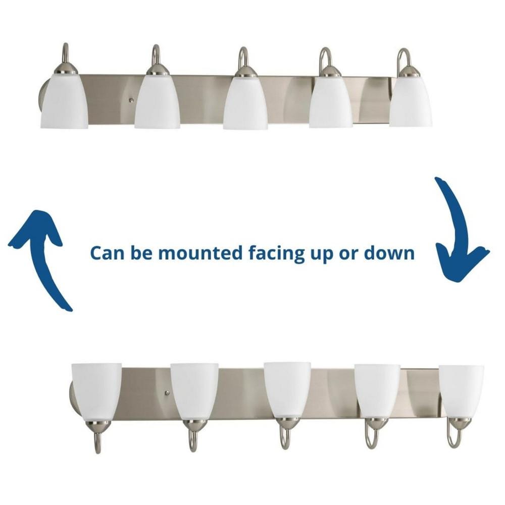 Brushed Nickel 5-Light Bath Vanity with Etched Glass Shades