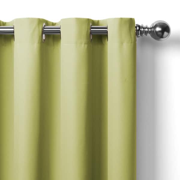 Elrene Green Solid Tab Top Room Darkening Curtain - 52 in. W x 84