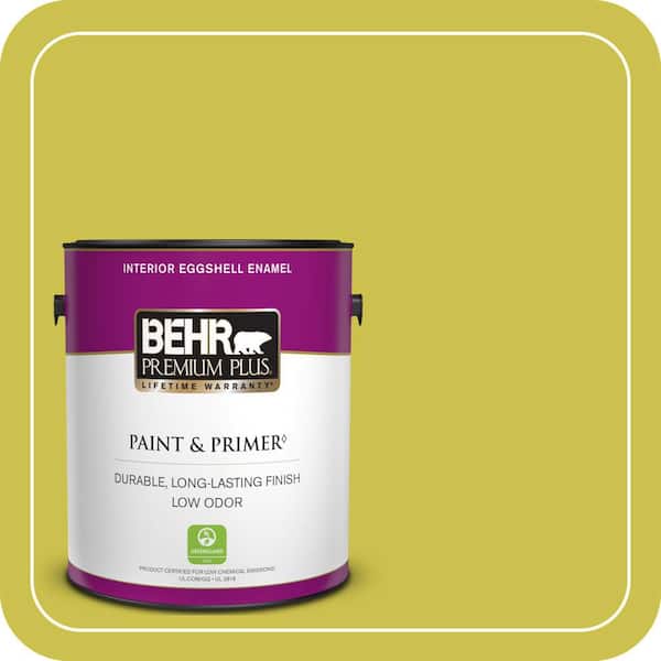 BEHR PREMIUM PLUS 1 Gal. #P340-5A Cilantro Lime Eggshell Enamel Low Odor Interior Paint and Primer