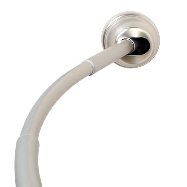 NeverRust Rustproof 40 in. Aluminum Dual Mount Curved Stall Shower Rod in Satin Nickel