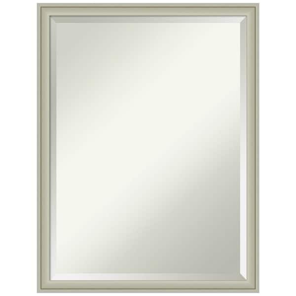 Amanti Art Florence Silver 19.75 in. x 25.75 in. Beveled Casual Rectangle Framed Bathroom Wall Mirror in Silver