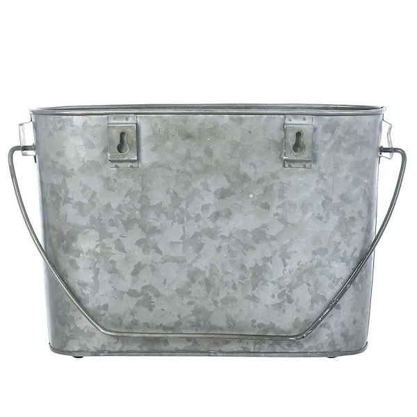 Silver 9.8 in x 4.1 in Galvanized Metal Wall Mount Magazine Rack