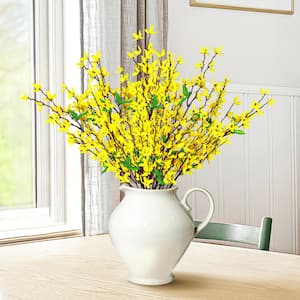 23 in. Yellow Artificial Forsythia Flower Stem Bush Bouquet (Set of 2)