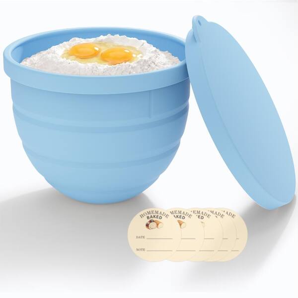 5 Quart Blue Silicone Mixer Bowl Liners with Lids for KitchenAid Tilt-Head Stand Mixers