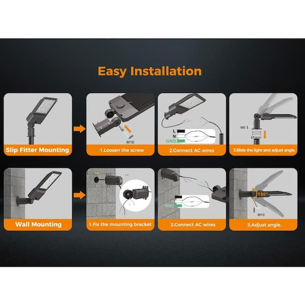 240W(240x1W LED) LED Parking Lot Lights Outdoor 60000LM(250Lm/W) 5000K Parking Lot LED Lights Commercial IP65 Outdoor Led Pole Light with Smart Photocell for Yard,Parking Lot,Roadways,Stadium-2Pack