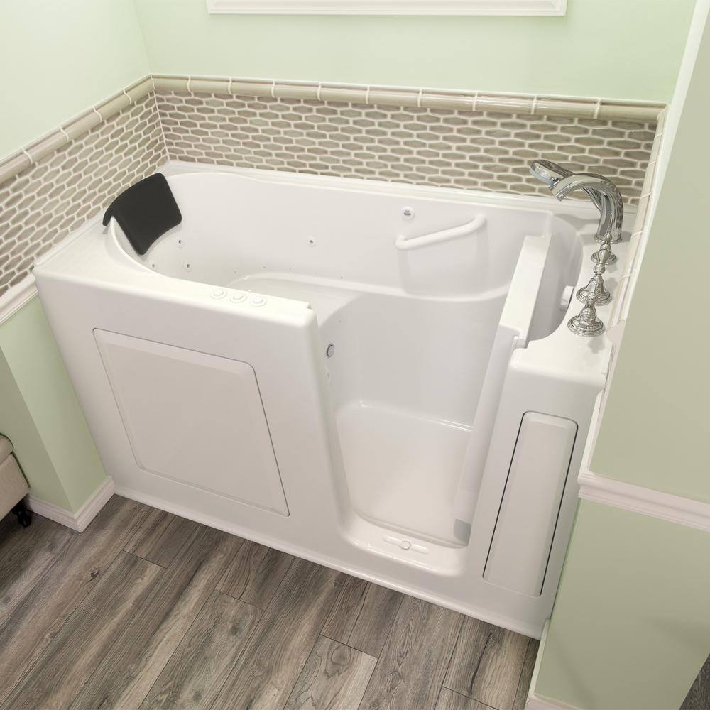 60'' White Fiberglass Walk-In Bathtub with Chrome Faucet