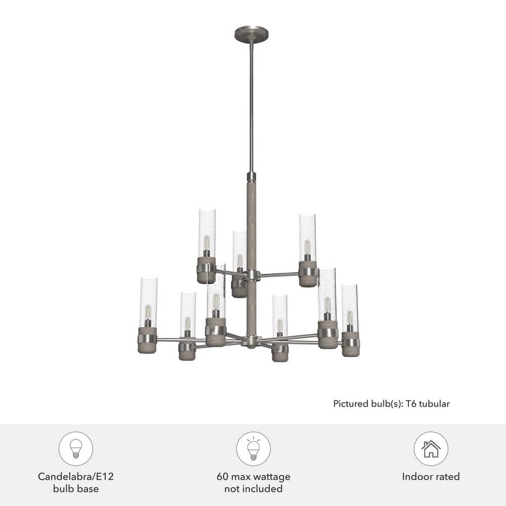 River Mill Brushed Nickel 9-Light 2-Tier Chandelier