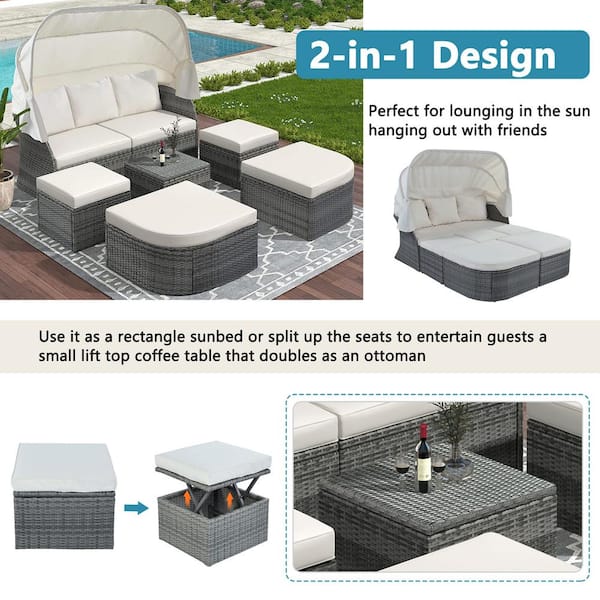 Garden chaise best sale and footstool set