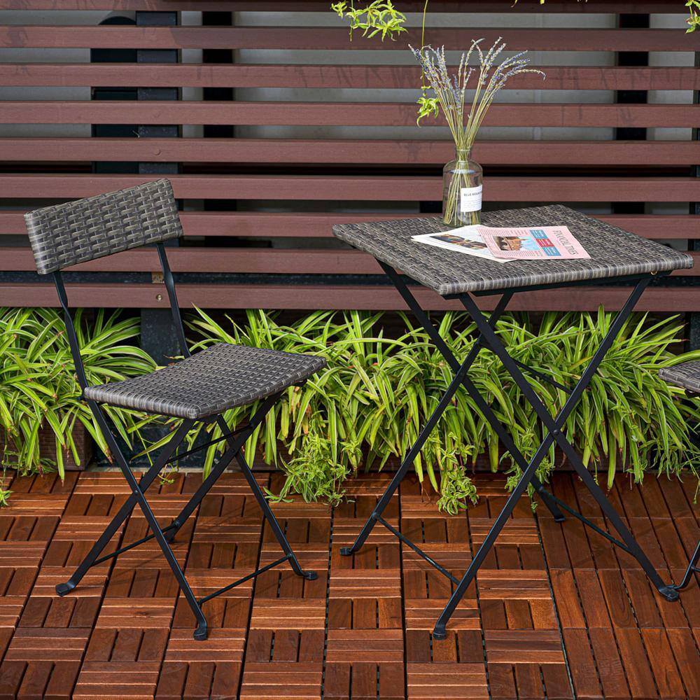 12" x 12" Brown Acacia Wood Interlocking Deck Tiles