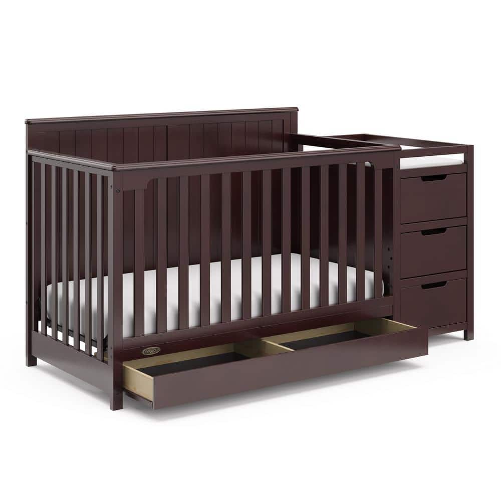Graco Hadley Espresso 4-in-1 Convertible Crib and Changer with Drawer, Brown -  04586-709
