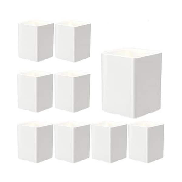 8-Pack White Acrylic Pencil Holder Desk Organizer Cup Office Supply Storage for Pens Makeup Brushes School Home