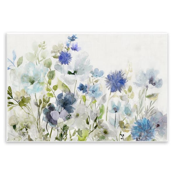 Stupell Industries Blue Opaque Flower Layers by Carol Robinson Unframed Nature Graphic Art Print 10 in. x 15 in.