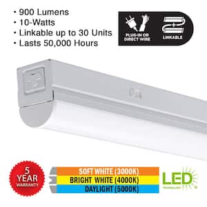 2 ft. 17W Equivalent Linkable Integrated LED White Strip Light Fixture 1000 Lumens Plug-in Hardwire 3 Color Temperatures