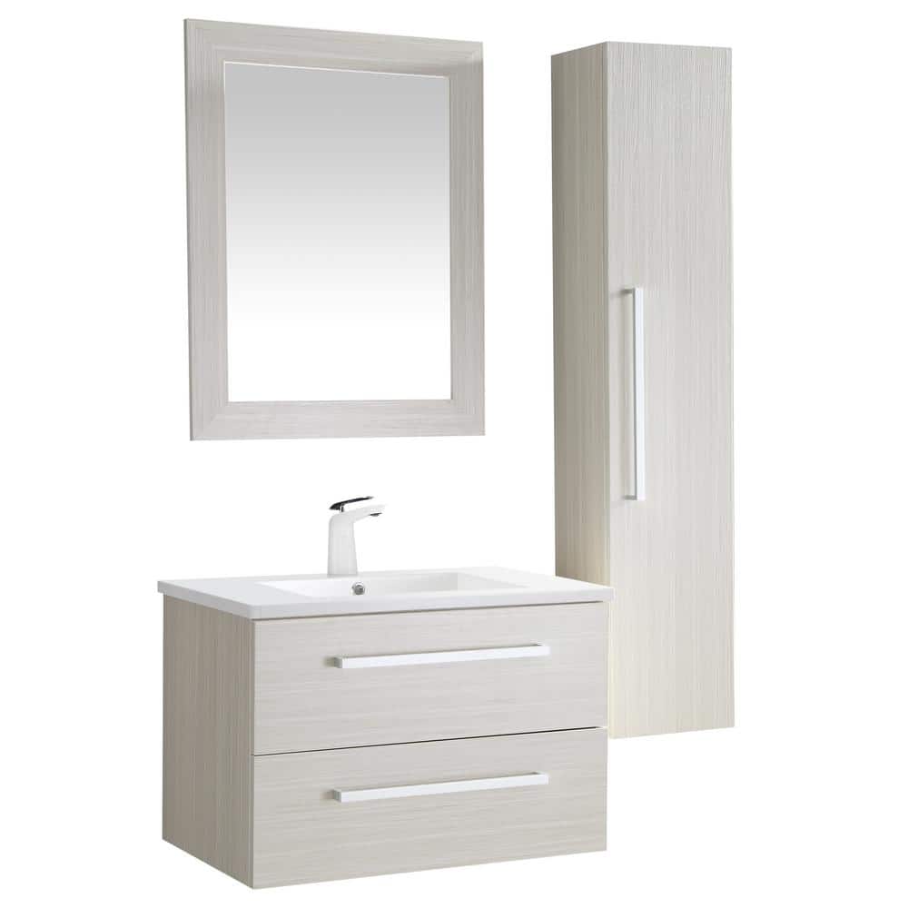 Conques 30 in. W x 20 in. H Bath Vanity in Rich White with Ceramic Vanity T