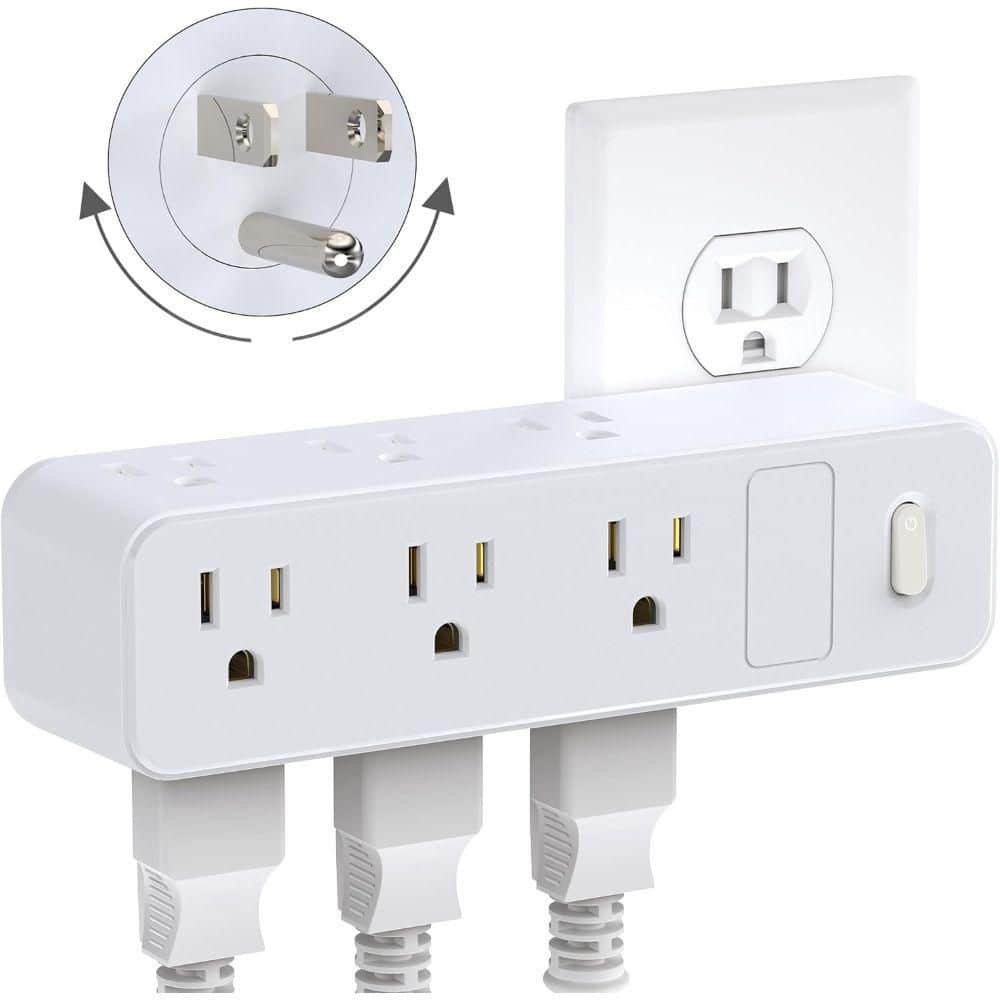 9-Outlets Surge Protection, 360° Rotating Plug, 3-Sided Design Multi Plug 