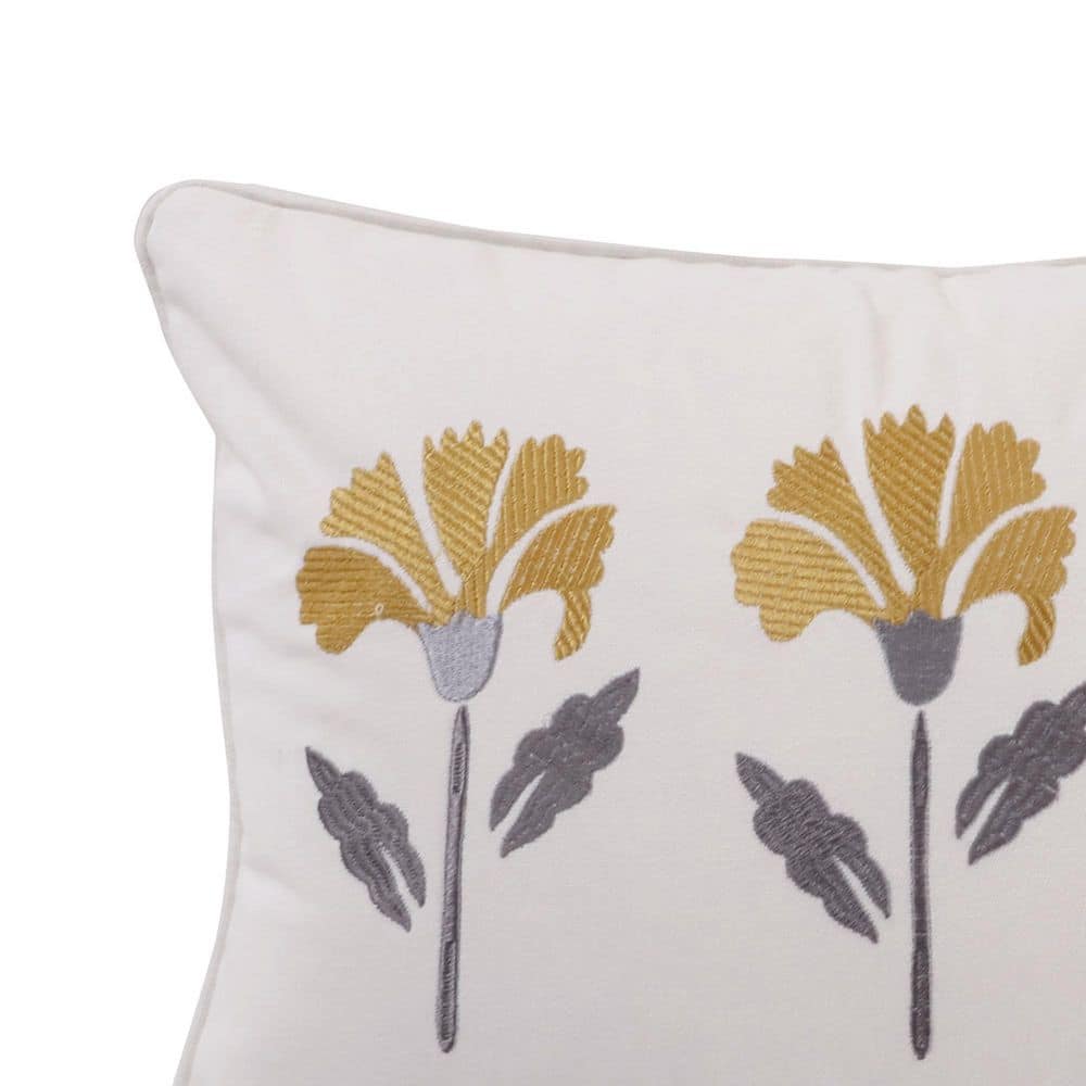 St. Claire Embroidered Flower Rectangular Throw Pillow