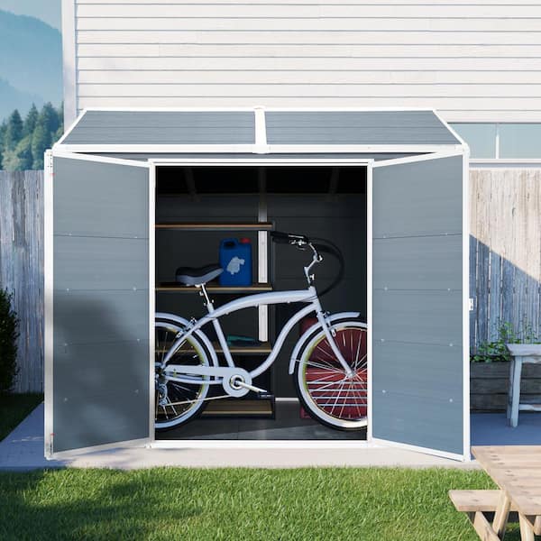 Zeus & Ruta 6 x 8 ft. Gray Outdoor Storage Resin Shed with Floor