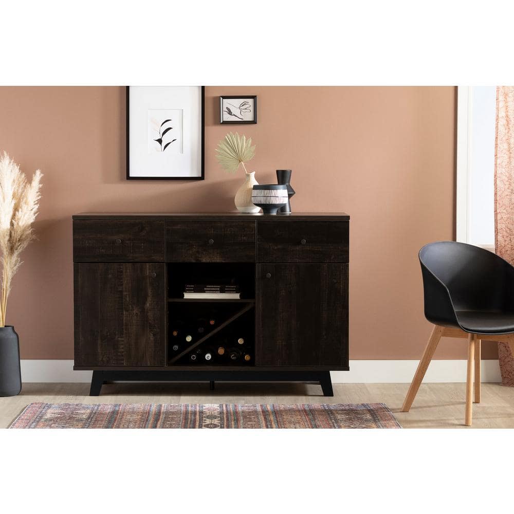 Bellami Black Wood Buffet with Wine Storage
