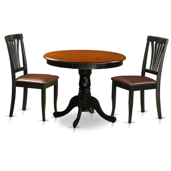 East West Furniture 3-Piece Black Finish Solid Wood Top - Dining Room Set - Seats 4