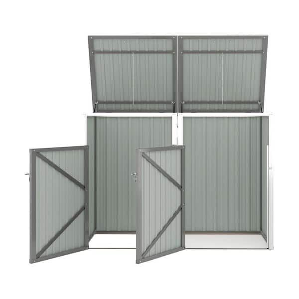 5.31 ft. W x 2.67 ft. D Gray Metal Garbage Bin Shed with Lockable Doors & Waterproof Lid Chain (14.18 sq. ft. )