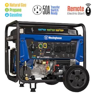 14,500-Watt/11,500-Watt Remote Start Tri-Fuel Portable Generator with Transfer Switch Outlet, Remote Start and CO Sensor
