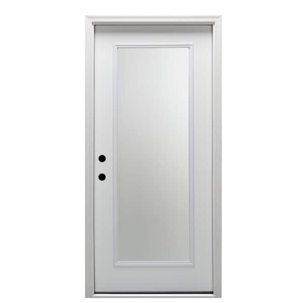 MMI Door 34 in. x 80 in. Right-Hand Inswing Full Lite Clear Classic Primed Fiberglass Smooth Prehung Front Door