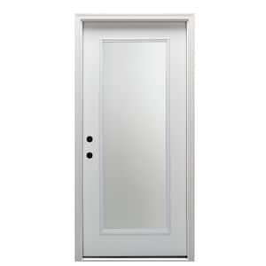 30 in. x 80 in. Right-Hand Inswing Full-Lite Clear Glass Primed Fiberglass Smooth Prehung Front Door on 6-9/16 in. Frame