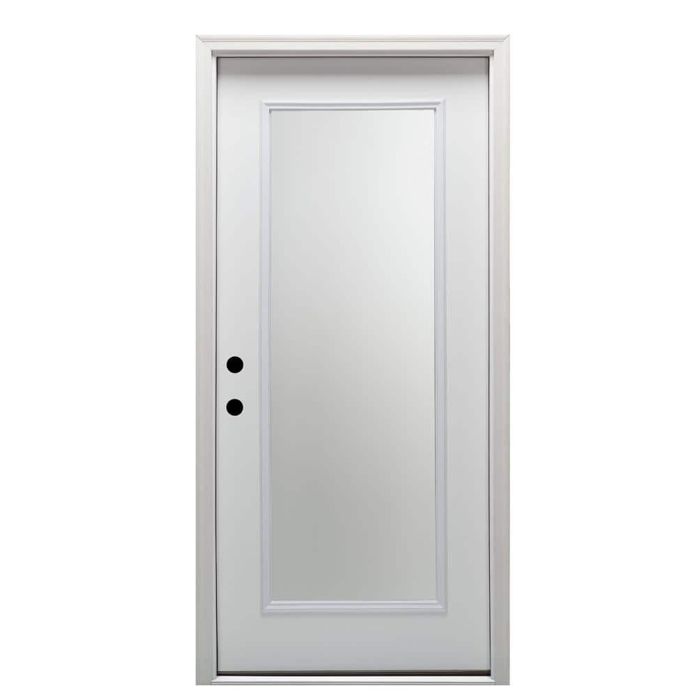 MMI Door 30 in. x 80 in. Right-Hand Inswing Full Lite Clear Classic Primed  Steel Prehung Front Door Z000723R - The Home Depot