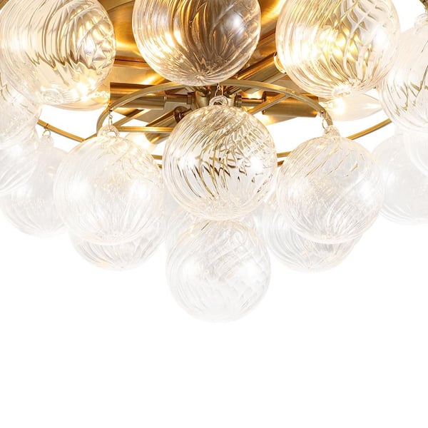 HUOKU Neuvy 6-Light 22.4-inch Aged Brass Flush Mount Modern