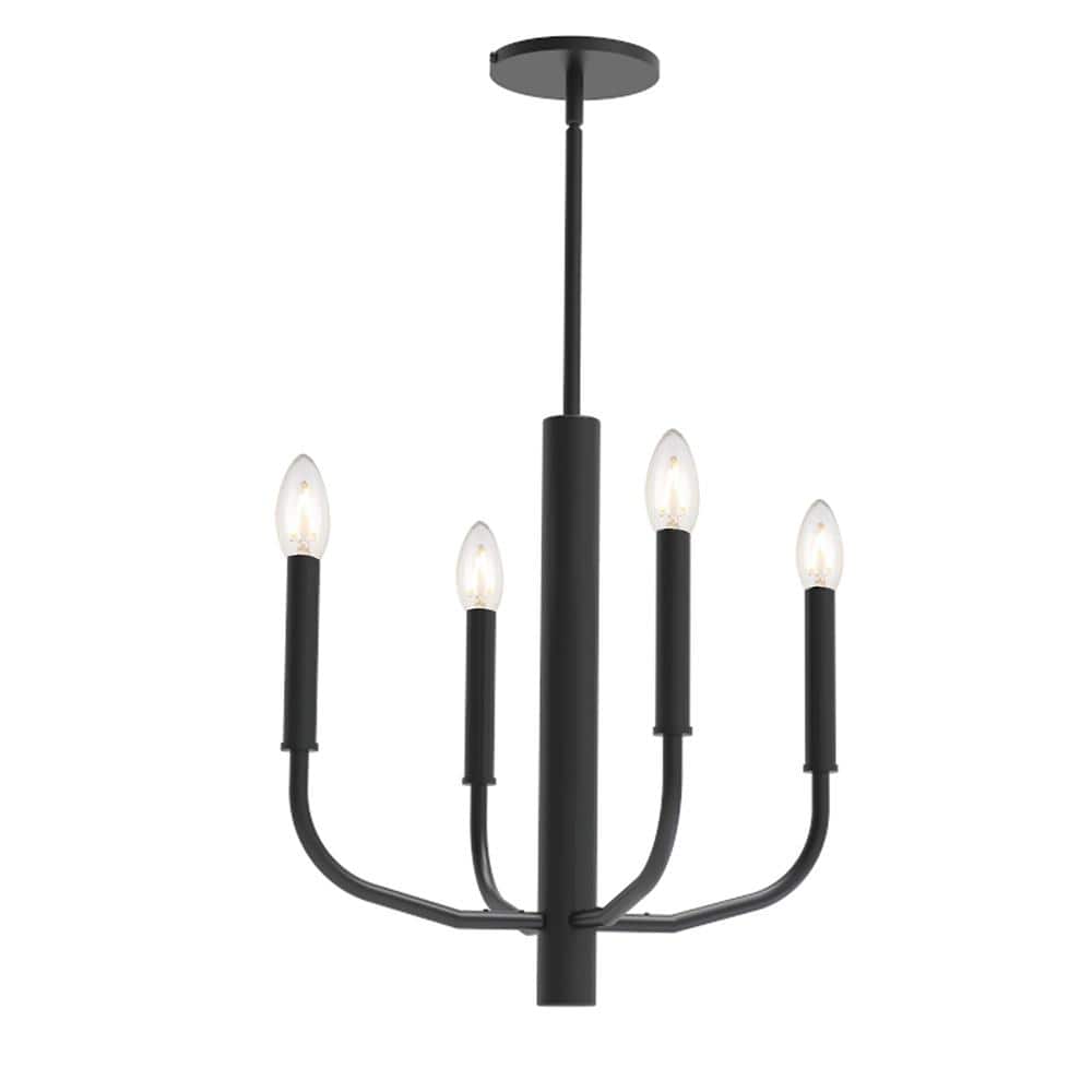 Eleanor 4-Light Matte Black Candle Chandelier
