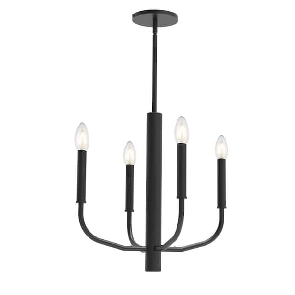 Dainolite Eleanor 4-Light Matte Black Candle Chandelier