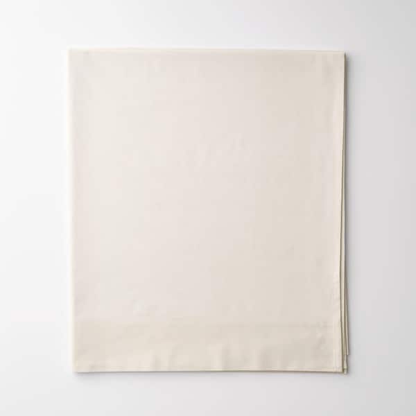 The Company Store Company Cotton Ivory Solid 300-Thread Count Cotton Percale Twin Flat Sheet