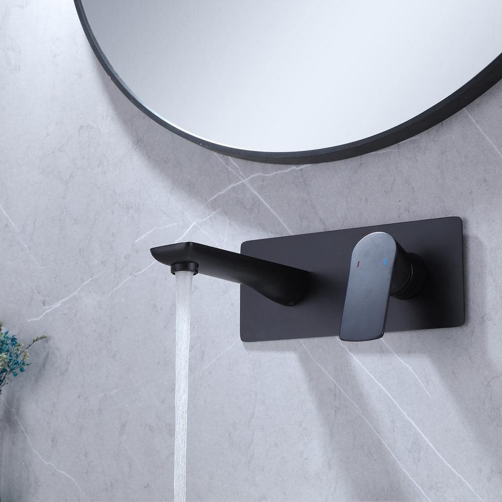 Matte Black Single-Handle Wall-Mount Bathroom Faucet