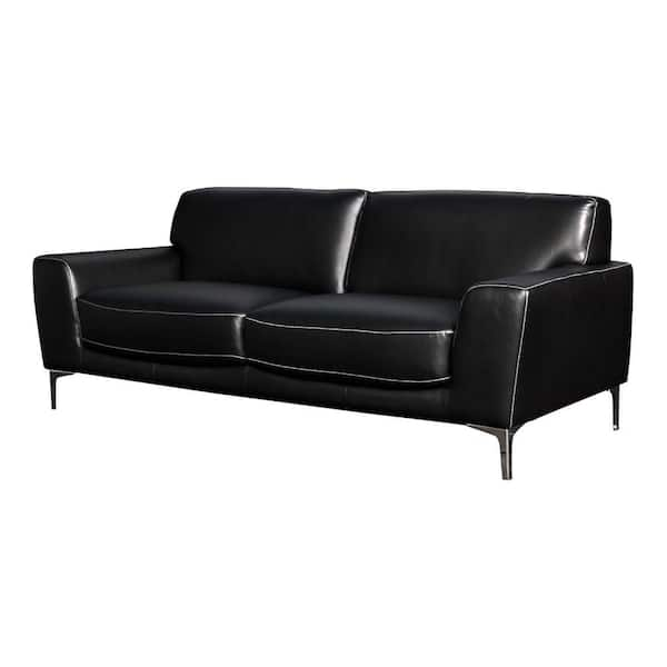 Benjara 36 In. Flared Arms Leather Rectangle Padded Backrest Sofa In ...