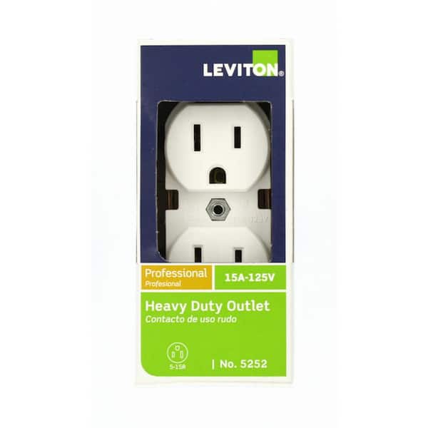 15 Amp 125 V Industrial Grade Duplex Outlet/Receptacle, White (1-Pack) 5252-WS