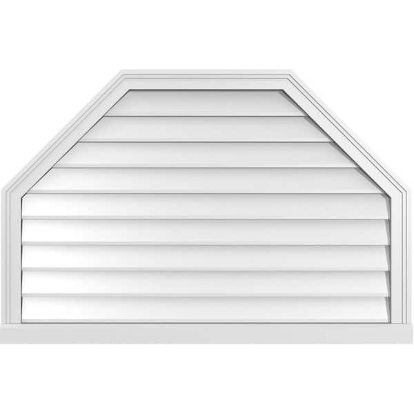 Ekena Millwork 42" x 28" Octagonal Top Surface Mount PVC Gable Vent: Non-Functional with Brickmould Sill Frame