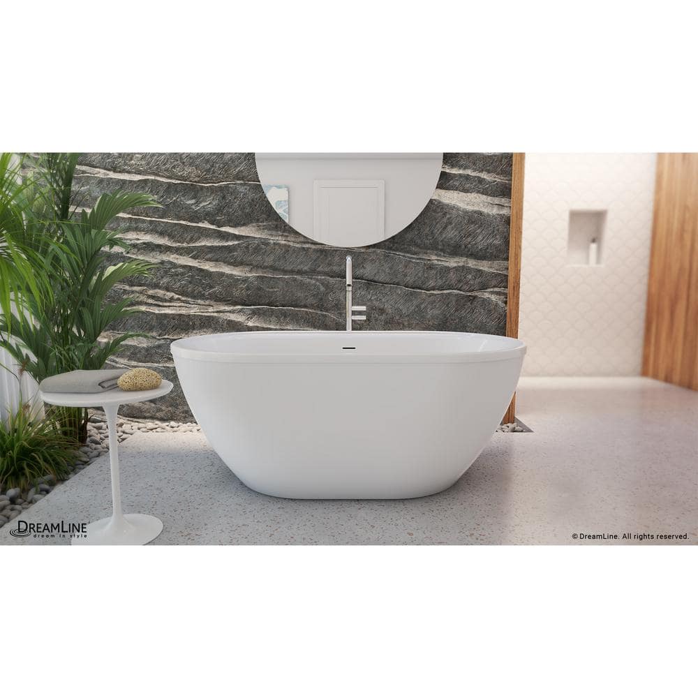 Essence 60-Inch White Acrylic Freestanding Soaking Bathtub