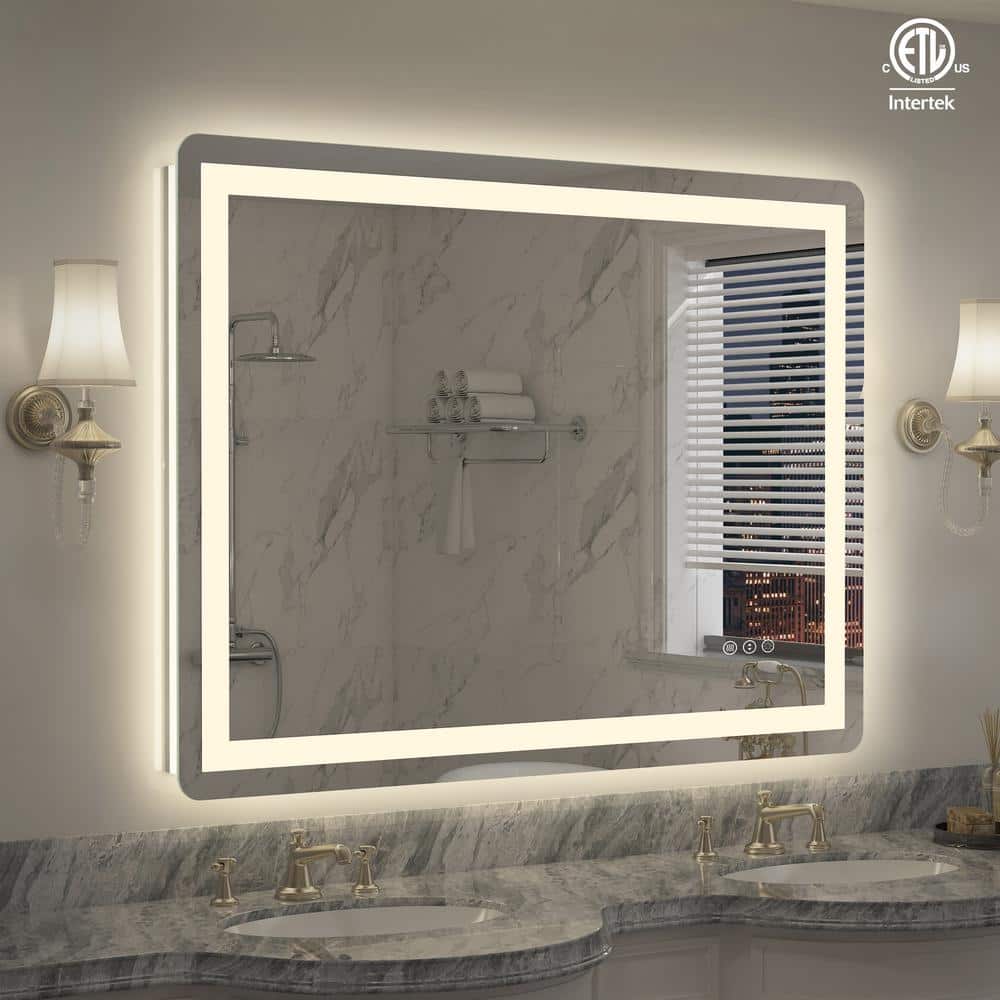 36 in. W x 48 in. H Rectangular Rounded corner Frameless Anti-Fog LED Light Wall Mounted Bathroom Vanity Mirror in White price history on PriceWatchPro