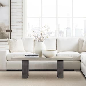 Abbey 47 in. L Silver Grey Rectangle Concrete and Oak Wood Rectangle Coffee Table