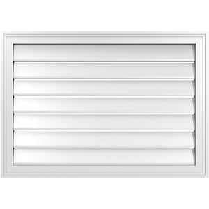 34 in. x 24 in. Vertical Surface Mount PVC Gable Vent: Functional with Brickmould Frame