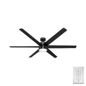 Solaria 72 in. Integrated LED Outdoor Matte Black Ceiling Fan with Light Kit and Wall Control