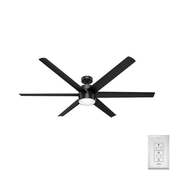 Solaria 72 in. Integrated LED Outdoor Matte Black Ceiling Fan with Light Kit and Wall Control