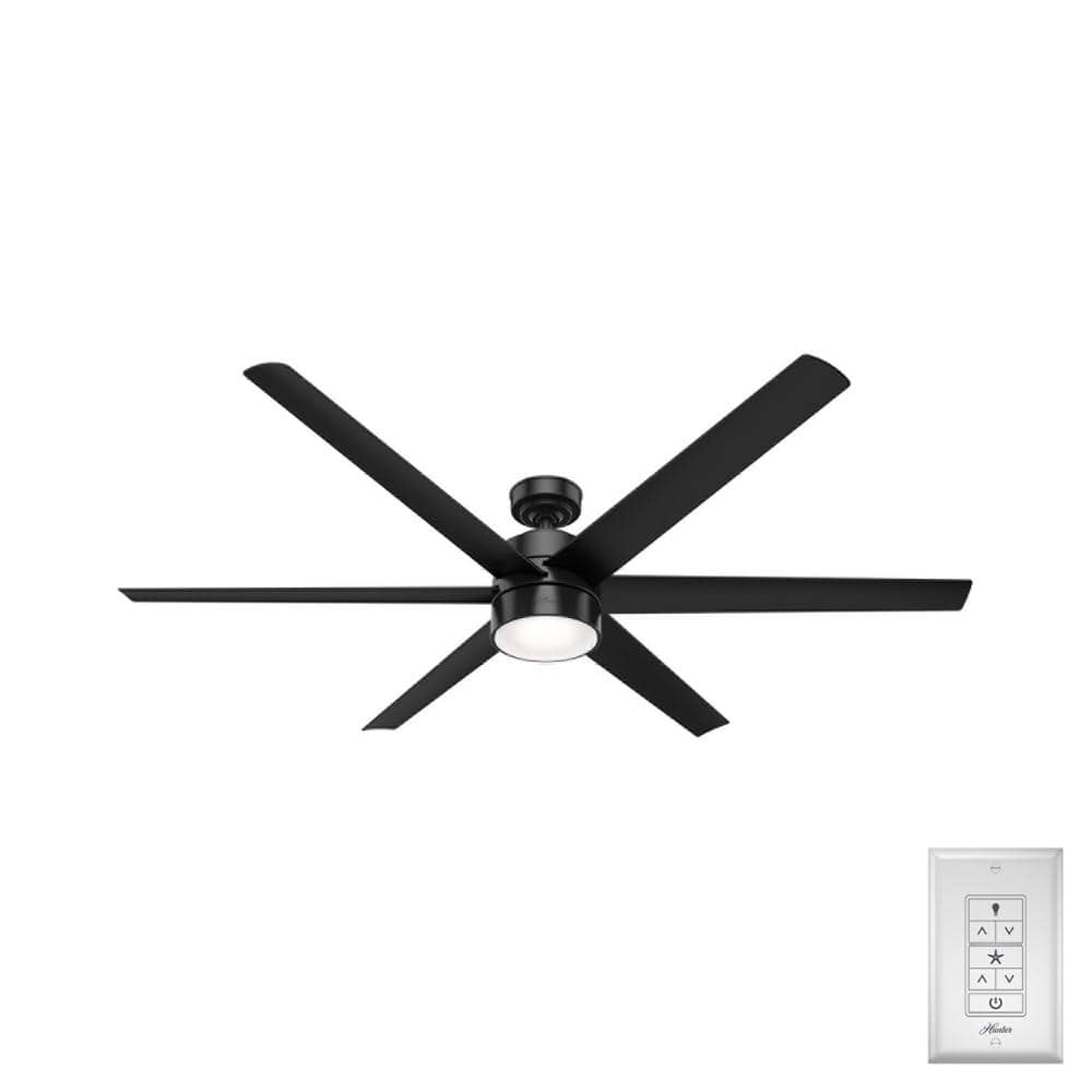Solaria 72" Matte Black Outdoor Ceiling Fan with LED Light