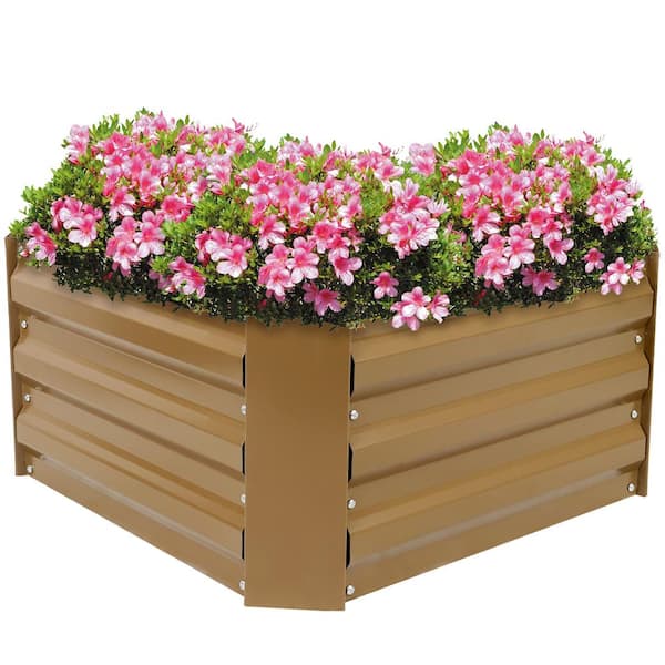 Sunnydaze 24 in. Square Brown Galvanized Steel Raised Garden Bed