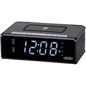Black Dual Alarm Clock Radio with Qi Charging